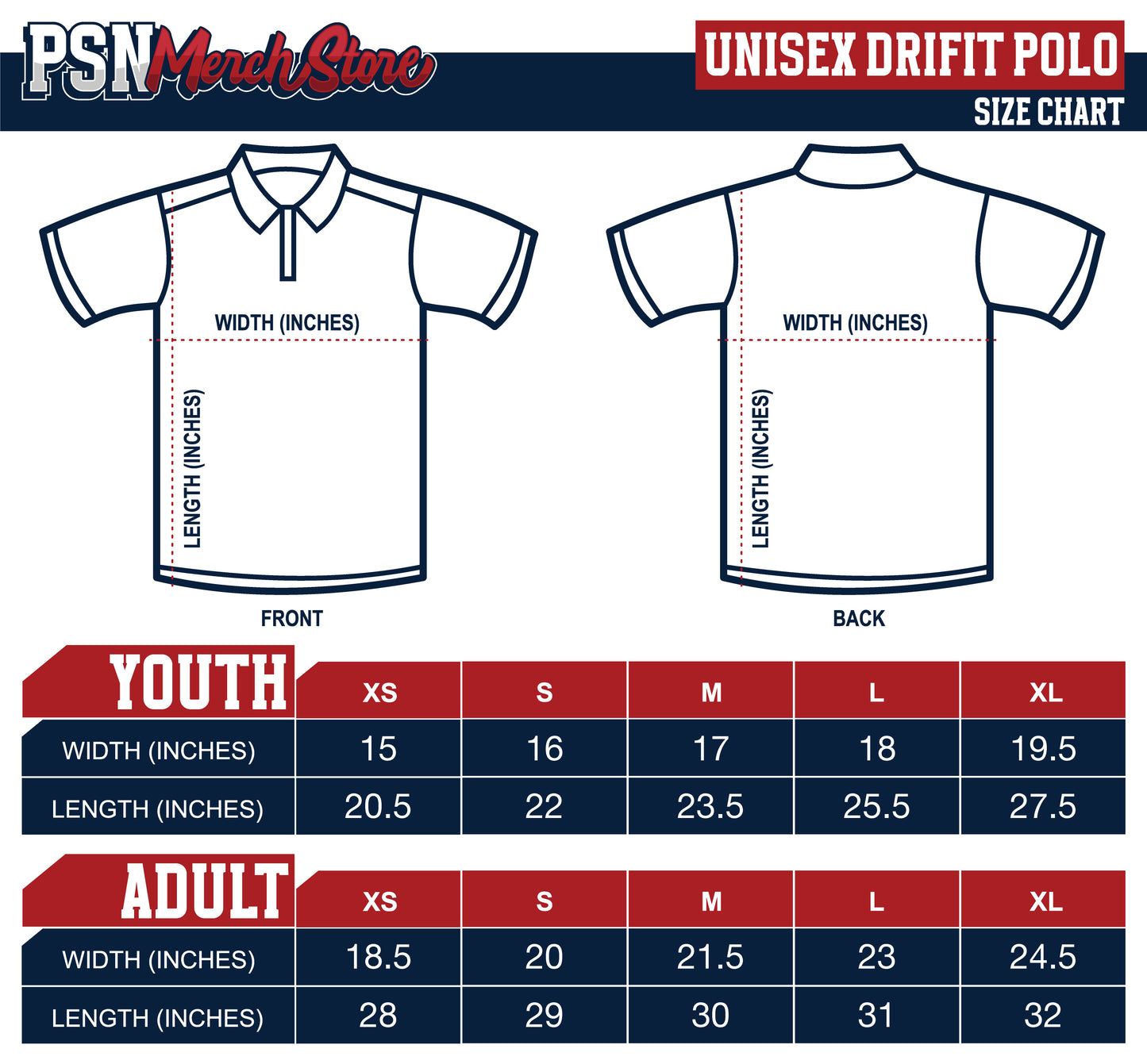PSN Drifit Short Sleeve Navy Uniform Polo (Middle School)