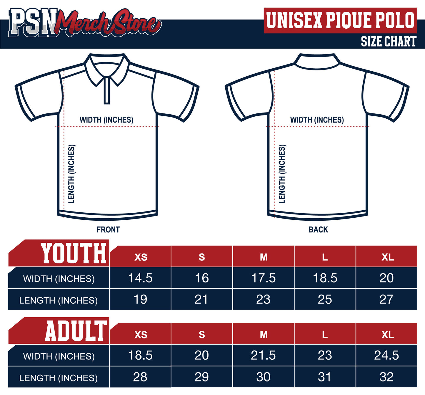 PSN Pique Short Sleeve Blue Uniform Polo (Middle School)
